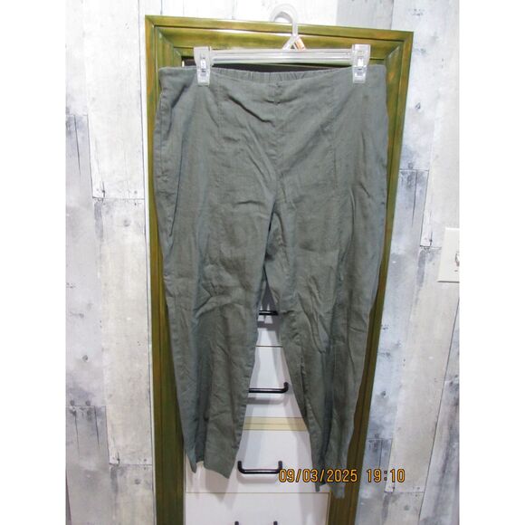 J Jill linen stretch size s elastic bag capri pants dark green great fall color - Picture 1 of 9